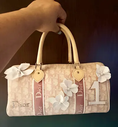 Authentic Pink Dior Floral Boston Bag - Designer Handbag