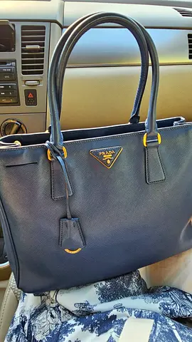Navy Prada Saffiano Leather Tote Bag - Good Condition