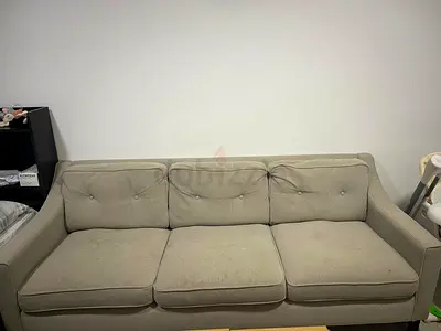 Beige 3-Seater Fabric Sofa - Good Condition