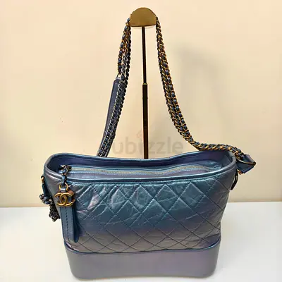 Authentic Chanel Medium Gabrielle Bag in Rare Iridescent Blue Color