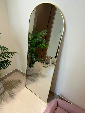 Full-Length Gold Arched Standing Mirror - Modern Floor Mirror (High Quality Metal)