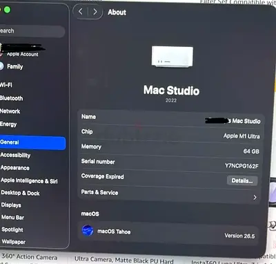 Apple Mac Studio (2022) M1 Ultra, 64GB RAM - macOS Tahoe