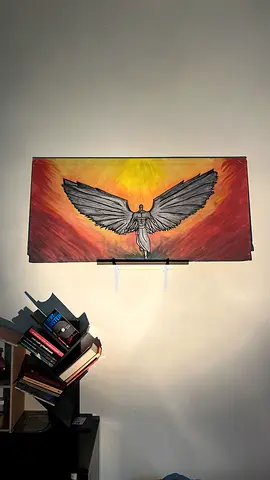 Large Hand-Painted Winged Figure angel  on broad Artwork ,wall decoration,aesthetics painting