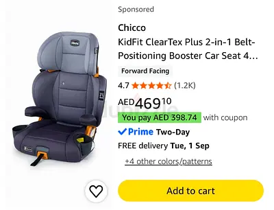 Chicco KidFit ClearTex Plus 2-in-1 Belt-Positioning Booster Car Seat - Forward Facing