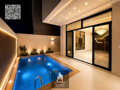 5 rooms with a rooftop terrace and swimming pool, registration fees included, central air conditioning.