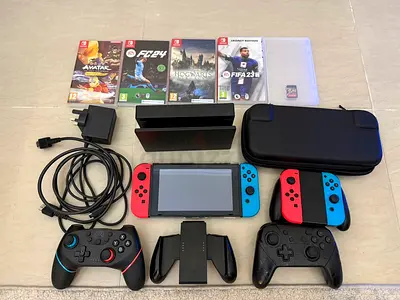Nintendo Switch console + accessories, controllers, games, Ring Fit Adventure