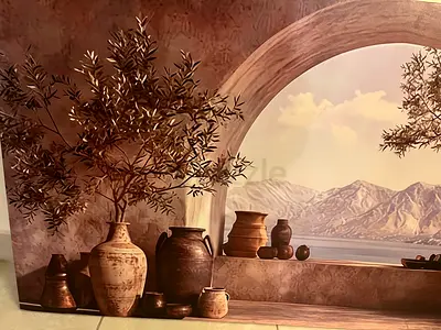 Mediterranean Landscape Wall Art  180 cm x 60 cm Painting
