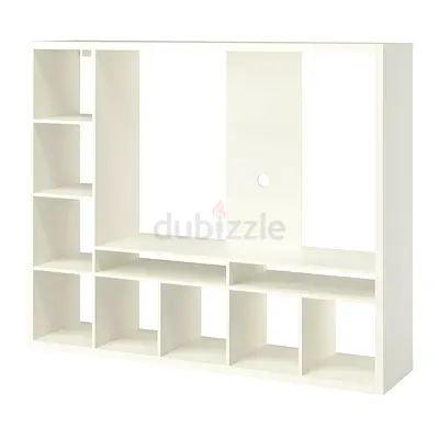 White Modular TV Entertainment Unit with Open Shelves