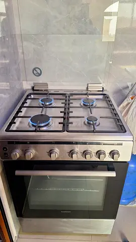 Daewoo Stainless Steel 4-Burner Gas Cooker & Oven (Auto-Ignition)