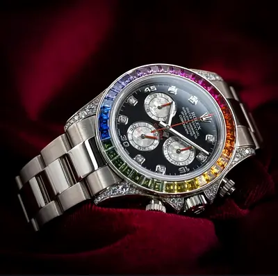 Rolex Daytona Cosmograph Daytona White Gold Rainbow 1:1 Clone with Box and Card