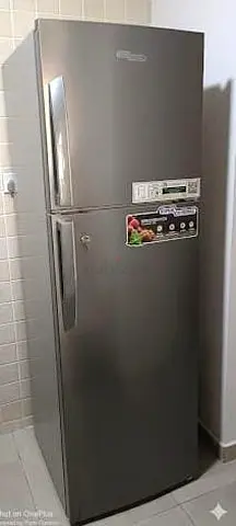 Silver double-door refrigerator - good working condition - Super General, 360L