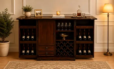 Marina Home Handcrafted Solid Wood Bar Cabinet