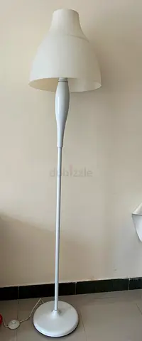 White Floor Lamp with Fabric Shade - Good Condition
