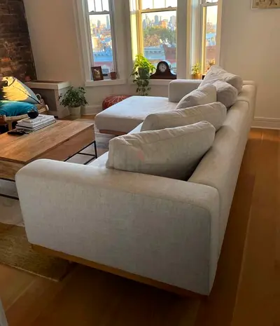 Comfortable West elm Newport Feather filled L Shape Sofa Beige