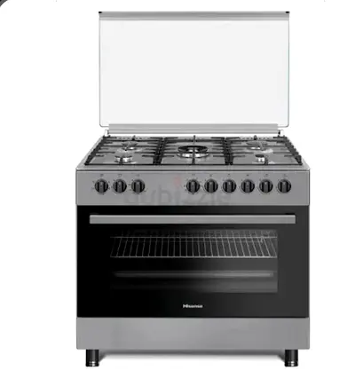 Hisense 90 cm Freestanding Gas Cooker 110L with AirFry & Dual Fan (Stainless Steel) with warranty