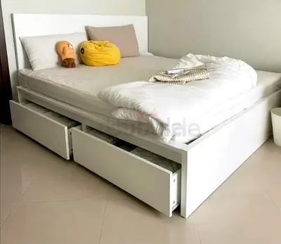 IKEA  Queen Size Bed + 2 Storage Drawers + Mattress