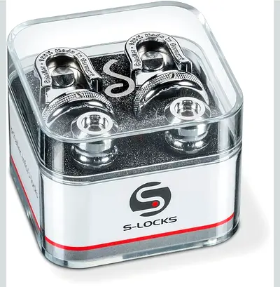 Schaller S Locks Guitar Strap Locks and Buttons (Pair) Chrome