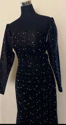 Black Sequin Long Sleeve Evening Dress