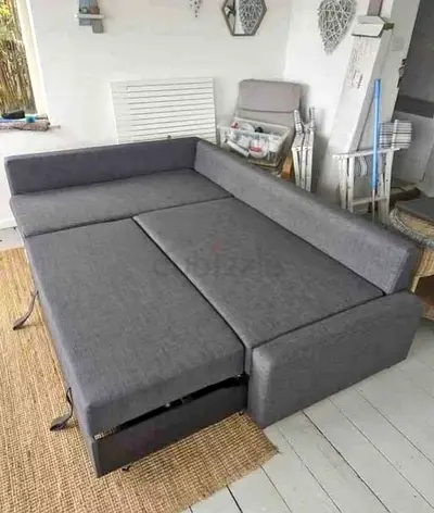 Large Grey Corner Sofa Bed with Storage - Convertible L-Shaped