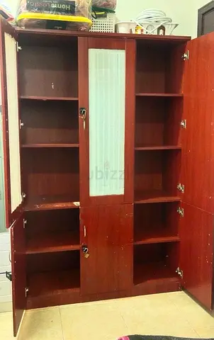 Used wooden wardrobe / cupboard with lock - good storage
