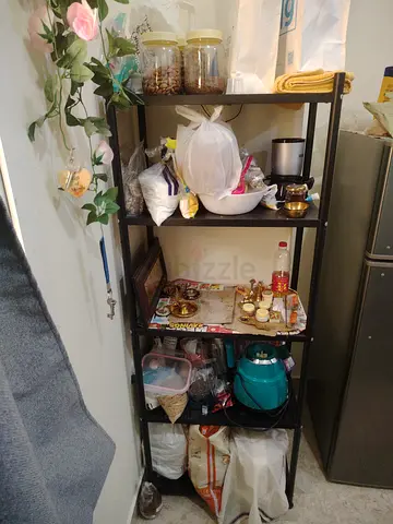 5-Tier Black Metal Storage Shelf - Compact Kitchen/Utility Rack