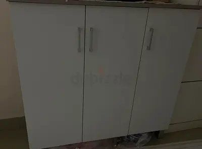 White Three Door Storage Cabinet