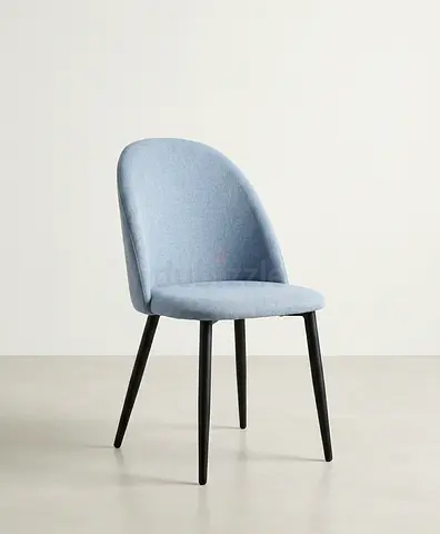 Light Grey upholstered dining chair with black legs - 1 piece ikea brand