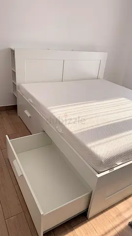 Bed frame (king size) with storage and headboard plus mattress (move out sale)