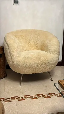 Marina Home Cream Sheepskin Accent Chair with Metal Legs