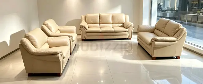 Beige Leather 3+2+1+1 Sofa Set - Excellent Condition