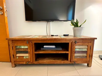 Solid Reclaimed Wood TV cabinet with storage