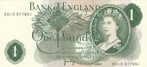 ENGLAND 1 POUND BANKNOTE 1960