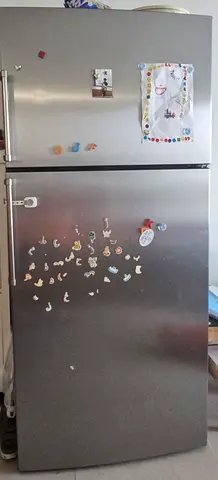Silver double-door refrigerator - good working condition 80cm wide