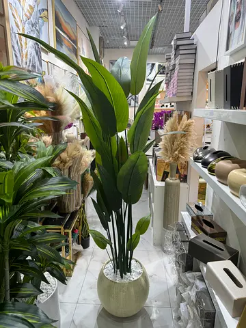 Large decorative potted artificial plant - green leaves