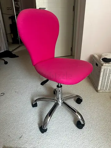 Pink kids swivel office chair with chrome base