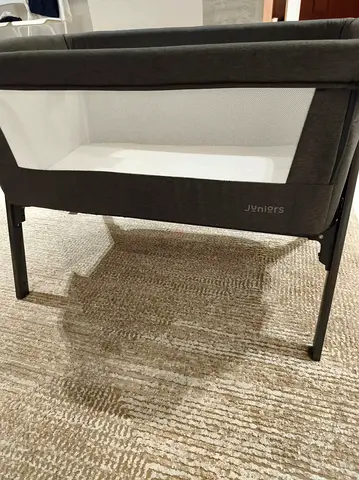 Juniors bedside bassinet / co-sleeper - dark grey, good condition. Comes with mattress for free.