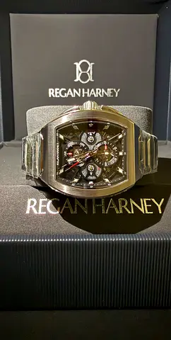 Regan Harney men's automatic skeleton watch - stainless steel
