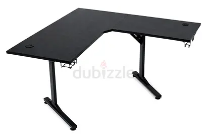 L-Shaped Gaming/Work Desk with Cable Management (Black)