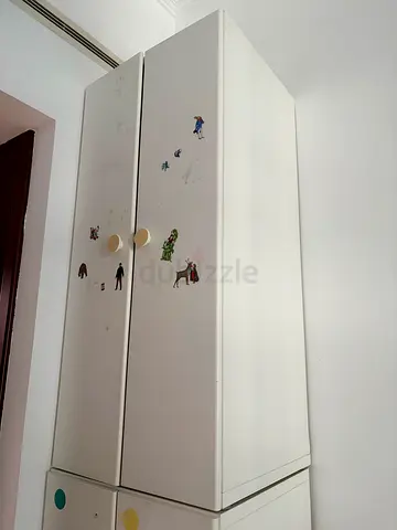 White 2-Drawer Cuprboard (kids stickers, good condition)