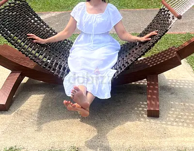White Maxi Smocked Waist Summer Dress - Size Unknown, Light Cotton