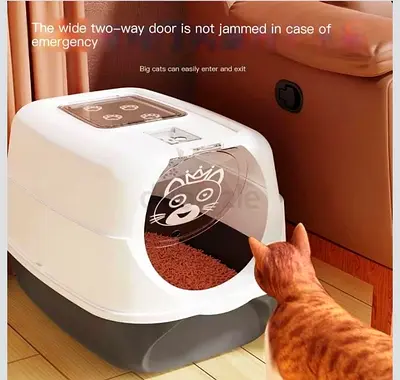 Covered Cat Litter Box with Wide Two-Way Door - Hooded Privacy Tray