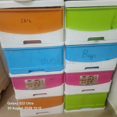 Set of Colorful Plastic Storage Drawers (8-piece)