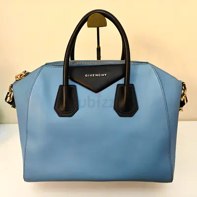 Authentic Givenchy Antigona Small Leather Tote Bag - Light Blue