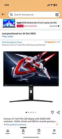 Xiaomi G Pro 27-inch Mini LED Gaming Monitor (1440p, 165Hz)