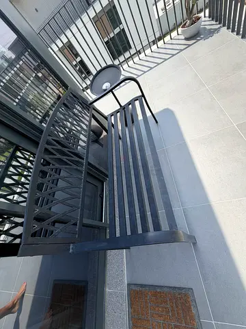Outdoor Metal Garden Bench - Black, Sturdy Slatted Design