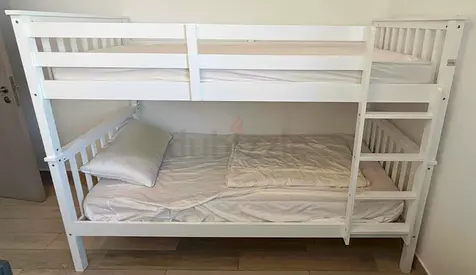 Bunk Bed White Wooden  - Sturdy Double Sleeping Frame - IKEA MYDAL