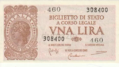 ITALY 1 LIRA BANKNOTE 1944
