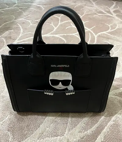 Karl Lagerfeld black leather-look tote bag with front pocket