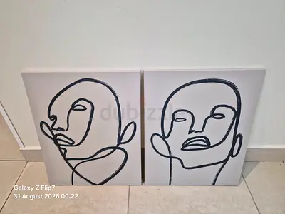 Pair of Minimalist Line Art Canvas Portraits each 40cm x 50cm
