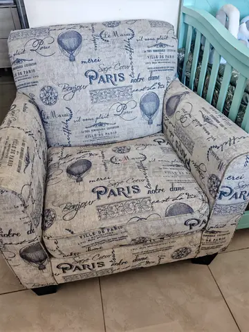 Comfortable Paris-print Accent Armchair - Good Condition